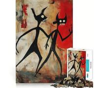 Puzzles for Teenagers 1000 Piece Two Abstract Demons Neat Cut Decor Creative Fun Toy Peace Game Play Christmas Art Piece(38x26cm)