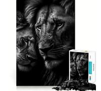 Puzzles for Teenagers 1000 Piece Two Cuddling Lions Poster Neat Cut Decor Creative Fun Toy Peace Game Play Christmas Art Piece (50x75cm)