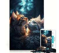 Puzzles for Teenagers 1000 Piece Two Cute Cat Neat Cut Decor Creative Fun Toy Peace Game Play Christmas Art Piece(38x26cm)