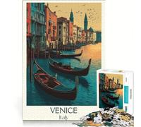 Puzzles for Teenagers 1000 Piece Venice Gondola Poster, Hands-on Game, Staycation Kill Time, with Matching Poster And Trivia Sheet 38x52cm