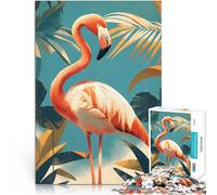 Puzzles for teenagers 1000 Piece Vintage Art Deco Flamingo Herausforderndes Spiel Geeignet für die Schreibtischdekoration50x70cm