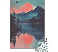 Puzzles for Teenagers 1000 Piece Vintage Asian Sunset Landscape Jigsaws for Adults Relax Games Perfect Decoration Challenging Game Gifts 70x50cm/1000pcs