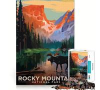 Puzzles for Teenagers 1000 Piece Visit to Rocky Mountain Neat Cut Decor Creative Fun Toy Peace Game Play Christmas Art Piece(38x26cm)