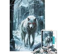 Puzzles for Teenagers 1000 Piece White Dire Wolf Snow Watch Puzzle for Adults Brain Teaser Game Wall Decoration Christmas Birthday Gifts (Size 38x52cm)
