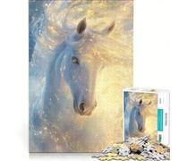 Puzzles for Teenagers 1000 Piece White Horse In The Golden Glow Impossible Game Difficult Challenge Unique Birthday And Gifts 50x75cm