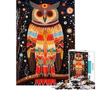 Puzzles for Teenagers 1000 Piece Wise Owl Tribal Style Adult Jigsaw Puzzle Fun Games Enhance Memory Unique Birthday And Xmas Gifts (Size 38x26cm)