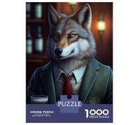 Puzzles for Teenagers 1000 Piece Wolf Barkeeper Suit Animal Puzzles for Adults Toy Wall Decor Analysis And Logic Challenging Game Gifts 70x50cm/1000pcs