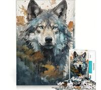 Puzzles for Teenagers 1000 Piece Wolf Blue Eyes Impossible Game Difficult Challenge Unique Birthday And Gifts 38x26cm