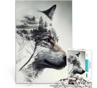 Puzzles for teenagers 1000 Piece wolf double exposure Lernspiele DIY Spielzeug Tolles Geschenk für Spiele52x38cm