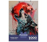 Puzzles for Teenagers 1000 Piece Wolf Howling at Moon Wall Art Print Puzzles for Adults Anti-Stress Toys Difficult Challenge Challenging Game Gifts 38x26cm/1000pcs