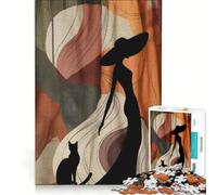 Puzzles for Teenagers 1000 Piece Woman in A Flowing Black Dress Impossible Game Difficult Challenge Unique Birthday And Gifts 38x52cm