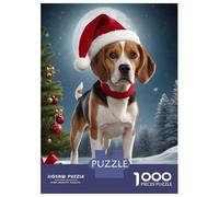 Puzzles for Teenagers 1000 Piece Xmas with Beagle Dog Jigsaw Puzzle Brain Teaser Game Presents for Women Christmas Birthday Gifts 70x50cm/1000pcs