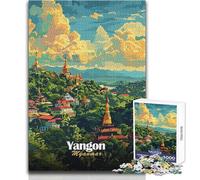 Puzzles for Teenagers 1000 Piece Yangon, Myanmar Cityscape Unique Challenge Game But Fun And Humorous Toy Wall Decor Size 38x26cm