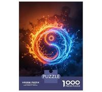 Puzzles for Teenagers 1000 Piece Yin Yang Fire And Ice Puzzles for Adults Brain Teaser Game Improve Memory Fun Activities at Home 38x26cm/1000pcs