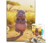Puzzles for Teenagers 1000 Piece Yoga Hippo in Nature Challenging Game Toys Learning Educational Educational Toy (size 50x75cm)