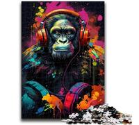 Puzzles for Teenagers 1000 Pieces A Gorilla with Headphones Family Game Stress Reliever Difficult Challenge Secret Santa Gifts 50x75cm