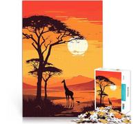 puzzles for teenagers 1000 pieces A Lonely Giraffe at Sunset Quizspiel eignet sich ideal als Geschenk für die ganze Familie52x38cm