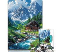 Puzzles for Teenagers 1000 Pieces A Town Under The Snowy Mountains 1000 Pieces for Adults,Stress Reliever Staycation Kill Time Enhance Love between Couples (size 75x50cm)