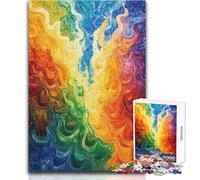 Puzzles for Teenagers 1000 Pieces Abstract Rainbow Swirls Toys Educational Games Difficult Challenge Secret Santa Gifts Size 38x52cm