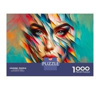Puzzles for Teenagers 1000 Pieces Abstract Woman Face Art Print-3 Puzzle for Adults Relaxing Games A Work of Art Christmas Birthday Gifts 52x38cm/1000pcs