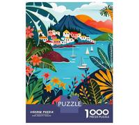 Puzzles for Teenagers 1000 Pieces Aeolian Island Italy Illustration Puzzles for Adults Relaxing Games But Fun And Humorous Fun Activities at Home 38x26cm/1000pcs