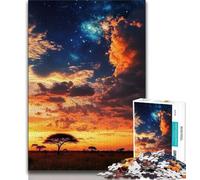 Puzzles for Teenagers 1000 Pieces African Grassland Sunset Teenager Jigsaw,Educational Games Home Decoration Birthday Present, Gifts, Wall Art (size 75x50cm)