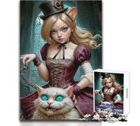 Puzzles for Teenagers 1000 Pieces Alice And Her Cat Toys Educational Games Difficult Challenge Secret Santa Gifts Size 38x26cm