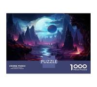 Puzzles for Teenagers 1000 Pieces Alien Landscape with Moonlit Peaks Puzzle for Adults Relaxing Games A Work of Art Christmas Birthday Gifts 38x26cm/1000pcs
