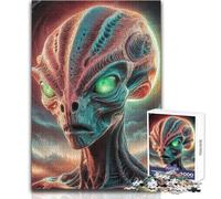 Puzzles for Teenagers 1000 Pieces Alien With Green Eyes Toys Educational Games Difficult Challenge Secret Santa Gifts Size 38x52cm
