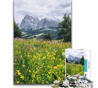 Puzzles for Teenagers 1000 Pieces Alpine Meadow with Mountain Backdrop Hand Speed Race Impossible Game for 14+ Puzzle Game Offered 38x26cm