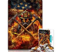 Puzzles for Teenagers 1000 Pieces American Firefighters Adult Jigsaw,Fun Games Wall Decoration Unique Birthday And Xmas Gifts 38x26cm