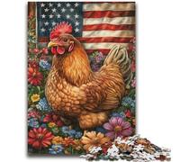 Puzzles for Teenagers 1000 Pieces American Flag Rooster Puzzles for Teenagers,Learning Educational Toys Family Games Unique Birthday And Gifts (75x50cm)