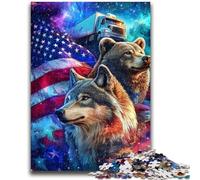Puzzles for Teenagers 1000 Pieces American Flag Wolf Challenging Game And Family Play for Is Ideal As A Gift for The Whole Family 26x38cm