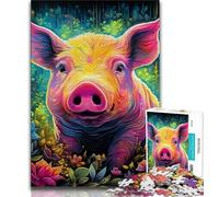 Puzzles for Teenagers 1000 Pieces Animal Art Pig Teenager Jigsaw,Educational Games Home Decoration Birthday Present, Gifts, Wall Art (size 38x26cm)