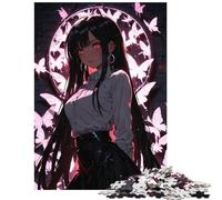 Puzzles for Teenagers 1000 Pieces Anime Girl Ft Butterflies Help The Brain Exercise Tough Challenge Practical Game for And 14 Years And over (38x52cm)