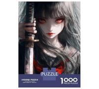Puzzles for Teenagers 1000 Pieces Anime Girl with Katana Puzzles for Adults Relaxing Games But Fun And Humorous Fun Activities at Home 38x26cm/1000pcs