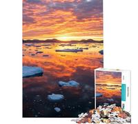 Puzzles for Teenagers 1000 Pieces Arctic Sunset with Icebergs Difficult And Challenge Presents for Women Fun Games for And from 14 Years And over (38X52cm)