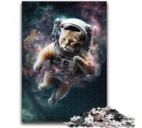 Puzzles for Teenagers 1000 Pieces Astronaut Cat in Space Challenging To Complete But Fun And Humorous Educational Game for Birthday 50x75cm