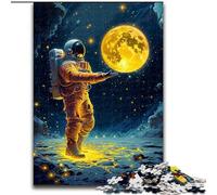 Puzzles for Teenagers 1000 Pieces Astronaut Holding The Moon Learning Educational Toys Family Games Suitable for Desktop Decoration (size 26x38cm)