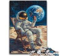 Puzzles for Teenagers 1000 Pieces Astronaut Sitting on The Moon Puzzles for Adults,Educational Stress Relief Toy Great Gifts And Toys (50x75cm)