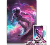 Puzzles for Teenagers 1000 Pieces Astronaut Space Surfing,Educational Family Game Wall Decoration Unique Birthday And Xmas Gifts (38x26cm)