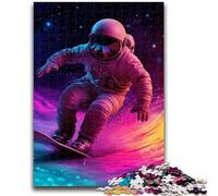 Puzzles for Teenagers 1000 Pieces Astronaut Surfing Help The Brain Exercise Addictive Toys to Cultivate Patience Artists Collection, Fine Art 38x26cm