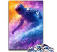Puzzles for Teenagers 1000 Pieces Astronaut Surfing Help The Brain Exercise Addictive Toys to Cultivate Patience Artists Collection, Fine Art 38x26cm