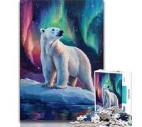Puzzles for Teenagers 1000 Pieces Aurora Polar Bear Teenager Jigsaw,Educational Games Home Decoration Birthday Present, Gifts, Wall Art (size 75x50cm)