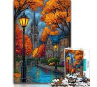 Puzzles for Teenagers 1000 Pieces Autumn City Scenery 1000 Pieces for Adults,Stress Reliever Difficult Challenge Secret Santa Gifts 50x75cm