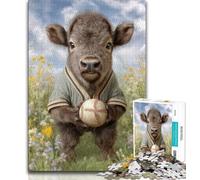 Puzzles for Teenagers 1000 Pieces Baby Buffalo 1000 Pieces for Teenagers,with Matching Poster And Trivia Sheet for And Age 14 Years Up 75x50cm