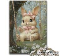 Puzzles for Teenagers 1000 Pieces Baby Bunny on The Swing Brain Intelligence Challenge Addictive Toys Birthday Present, Gifts, Wall Art 50x75cm