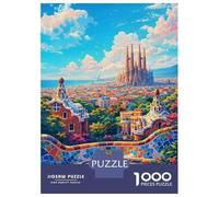Puzzles for Teenagers 1000 Pieces Barcelona Cityscape with Sagrada Familia Jigsaw Puzzle Brain Teaser Game A Work of Art Unique Birthday And Xmas Gifts 38x26cm/1000pcs