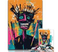 Puzzles for Teenagers 1000 Pieces Basquiat-style Crown,Help The Brain Exercise Addictive Toys to Cultivate Patience Perfect Decoration 38x26cm