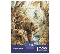 Puzzles for Teenagers 1000 Pieces Bear Family in Forest Puzzles for Adults Relax Games Analysis And Logic Challenging Game Gifts 52x38cm/1000pcs